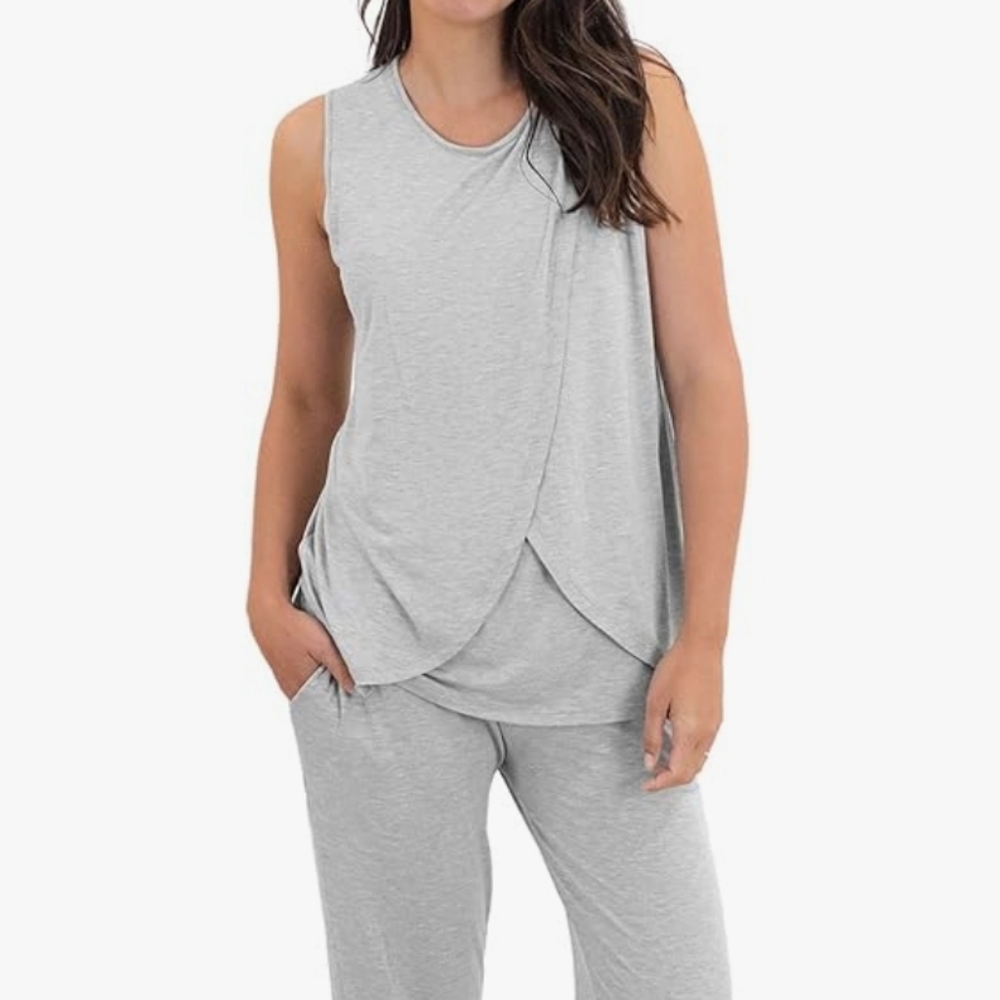 Two *Black* Kindred Bravely Tulip Hem Maternity/Postpartum/Nursing Pajama Tops